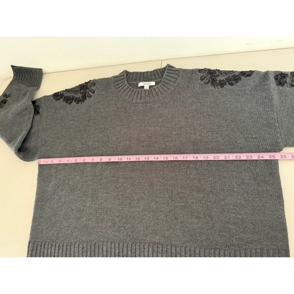 Splendid Leanna Sequin Embroidered Wool Blend Sweater Women Size S Heather Gray - Picture 9 of 12